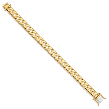 14k Yellow Gold and 14k White Gold 10.2mm Hand-Polished Fancy Curb Link Bracelet