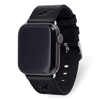 Gametime NHL New Jersey Devils Black Leather Apple Watch Band (42/44mm
S/M). Watch not included.