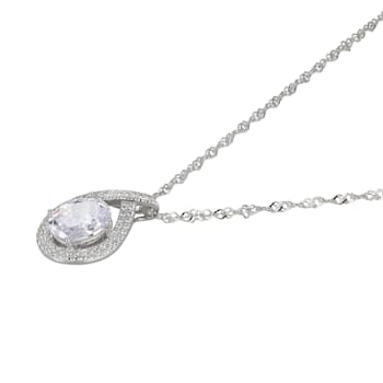 White Cubic Zirconia Rhodium Over Sterling Silver Pendant With Chain 4.38ctw
