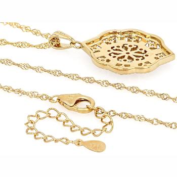 Vintage-Style Moissanite Pendant Necklace In 14K Gold Over Sterling Silver