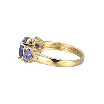 Blue Cubic Zirconia 18k Yellow Gold Over Silver June Birthstone Ring 4.27ctw