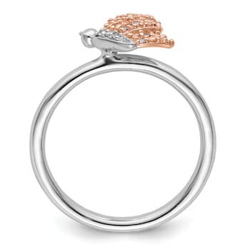 14K Rose Gold Over Sterling Silver Stackable Expressions Diamond
Butterfly Ring 0.05ctw