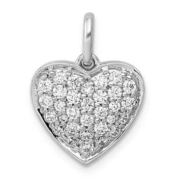 Rhodium Over 14k White Gold Diamond Heart Pendant