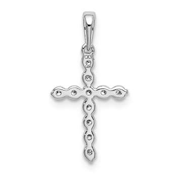 Rhodium Over 14k White Gold Diamond Cross Pendant