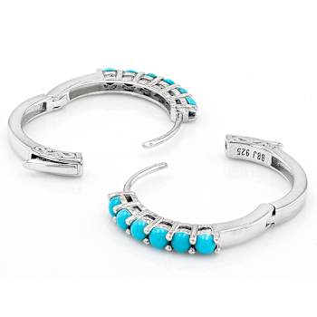 Dainty Turquoise Sterling Silver Hoop Earrings 3mm