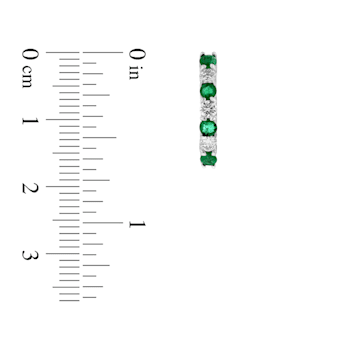 1.15ctw Emerald and Diamond Hoop Earrings in 14k White Gold