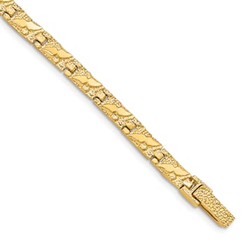 14k Yellow Gold Textured Nugget Bracelet