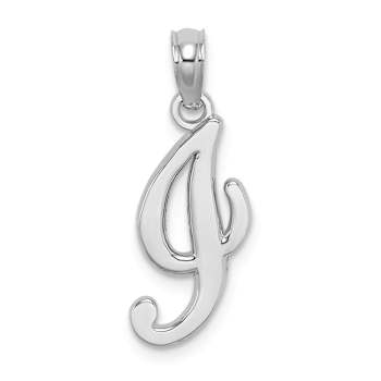 Rhodium Over 14k White Gold Polished Script Letter I Initial Pendant