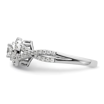 Rhodium Over 10K White Gold Eternal Promise Lab Grown Diamond Halo
Complete Ring 0.554ctw