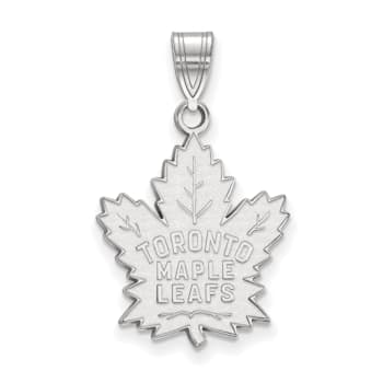 Rhodium Over Sterling Silver NHL LogoArt Toronto Maple Leafs Large Pendant