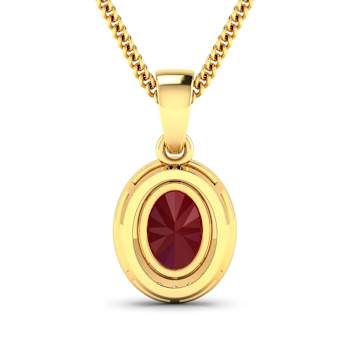1.50ctw 14K Yellow Gold Ruby and White Diamond Pendant with 18 inch
Cable Chain