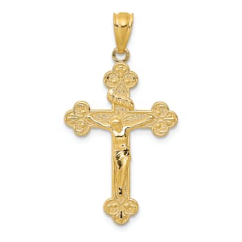 14K Yellow Gold Polished INRI Medium Crucifix Pendant
