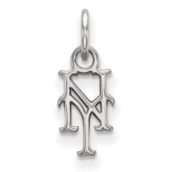 Rhodium Over Sterling Silver MLB New York Mets LogoArt Pendant