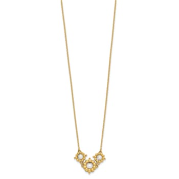 14K Yellow Gold Polished Freshwater Cultured Pearl Flower 16-inch with
2-inch Extension Necklace