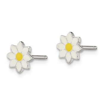 Sterling Silver and Enamel Flower Children's Post Earrings