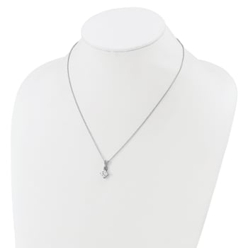 Rhodium Over Sterling Silver Polished Fancy Cubic Zirconia Link With 2
Inch Extension Necklace