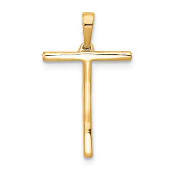 14K Yellow Gold Diamond Letter T Initial Pendant