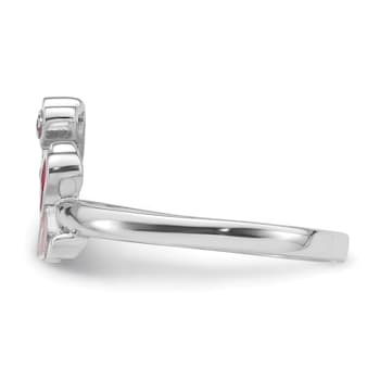 Rhodium Over Sterling Silver Pink Enamel and Cubic Zirconia Elephant
Children's Ring