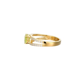 Green And White Cubic Zirconia 18K Gold Over Sterling Silver Ring 2.41ctw