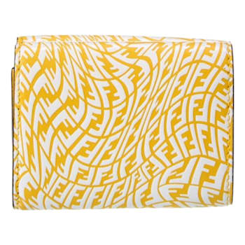 Fendi F is Fendi Yellow Leather Vertigo Print Small Trifold Wallet