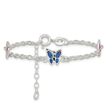 Sterling Silver Multi-color Enamel Butterfly with 1-inch Extensions
Children's Bracelet