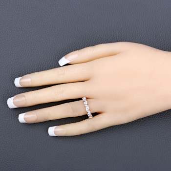 Peach Morganite and White Topaz Sterling Silver 5 StoneHalf Eternity
Band Ring Gift For Women