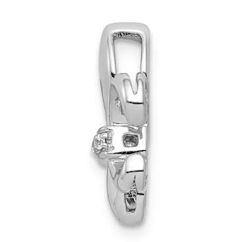 Rhodium Over 14k White Gold Diamond Fleur-de-Lis Chain Slide Pendant
