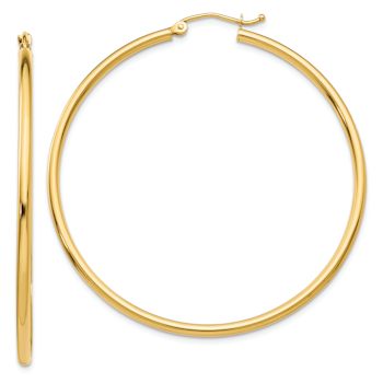 14k Yellow Gold Polished 1 15/16" Tube Hoop Earrings