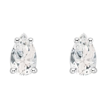 5x3mm Pear Shape White Topaz 14k White Gold Stud Earrings