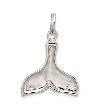 Rhodium Over Sterling Silver Whale Tail Charm