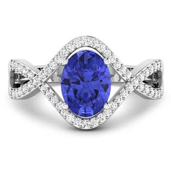 1.33ctw Violet Tanzanite and Diamond 14K White Gold Halo Ring