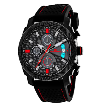 Oceanaut Men's Kryptonite Black/Gray Dial with Red Accents, Black Rubber
Strap Watch