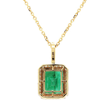 5.04 Ctw Emerald and 0.27 Ctw White Diamond Pendant in 14K YG
