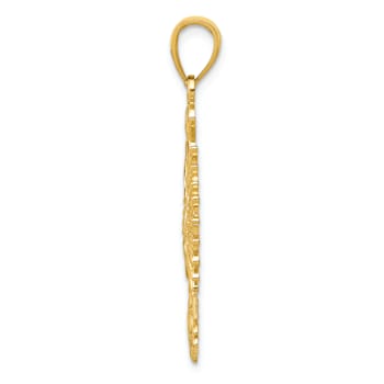 14k Yellow Gold Textured Phoenix Mythological Bird Charm