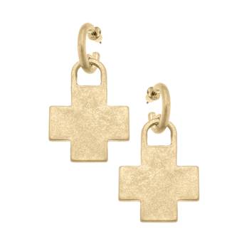 Nina Cross Gold Tone Drop Earrings