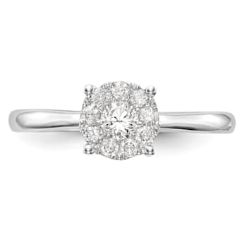 Rhodium Over 14K White Gold Diamond Cluster Engagement Ring 0.33ctw