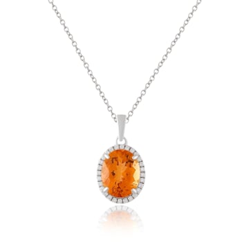 Oval 2.5ct Citrine with Round Moissanite Accents Pendant Style Necklace