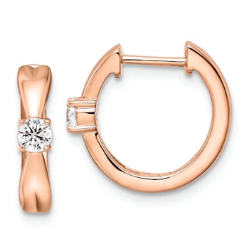 14K Rose Gold Lab Grown Diamond SI1/SI2, G H I, Hinged Hoops
