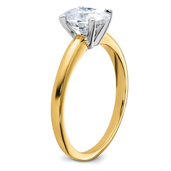 14K Yellow Gold With White Gold Accents 1 1/2 ct. G H I True Light Oval
Moissanite Solitaire Ring