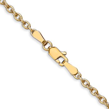 14k Yellow Gold 2.4mm Solid Round Open Link Cable 24 Inch Chain