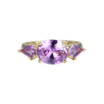 Lab Created Alexandrite Sapphire 18k Yellow Gold Over Silver December
Birthstone Ring 3.28ctw