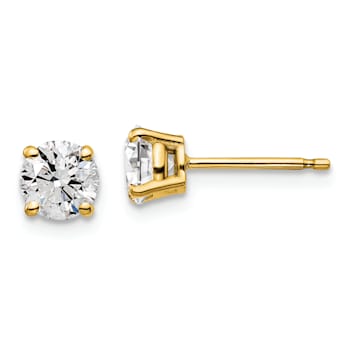 Certified White Lab-Grown Diamond G-H SI 14k Yellow Gold 4-Prong Stud
Earrings 1.00ctw