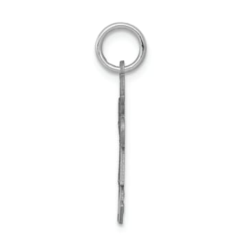 Rhodium Over 14k White Gold Satin Girl with Bow Kiss Kid Charm