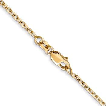 14K Yellow Gold 1.8mm Diamond-cut Round Open Link Cable Chain Necklace