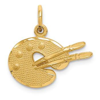 14k Yellow Gold Textured and Diamond-Cut Artist Palette Pendant