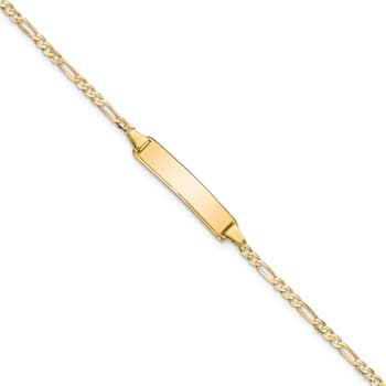 14k Yellow Gold Flat Figaro Link ID Bracelet