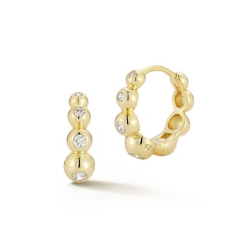 Sterling Statements 14K Yellow Gold Over Sterling Silver CZ Graduated
Beaded Huggie Earrings