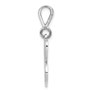 Rhodium Over 14k White Gold Solid Polished Script Filigree Textured
Letter C Initial Pendant
