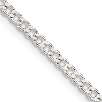 Sterling Silver 2.3mm Beveled Curb Chain Bracelet