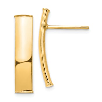 14k Yellow Gold Polished Curved Bar Stud Earrings